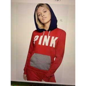 Pink Victorias Secret Womens Size Small Red Long Sleeve Pullover Hoodie Hooded S